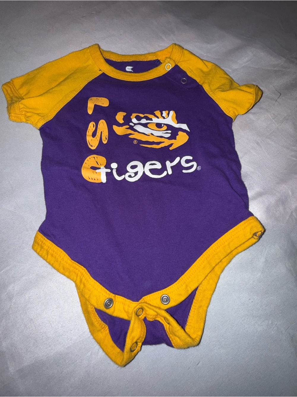 Kids Purple and Gold LSU Tigers One-Piece Bodysuit